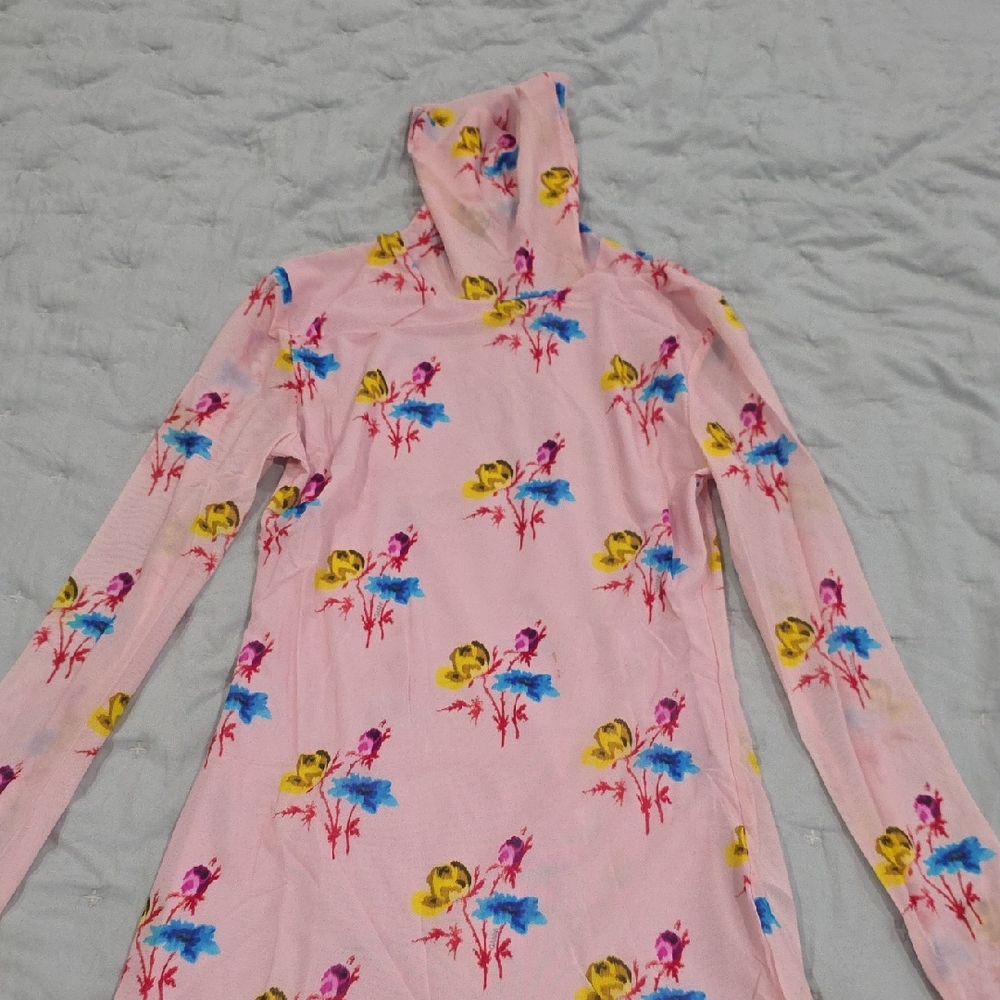 Ganni Pink Floral Long Sleeve Top